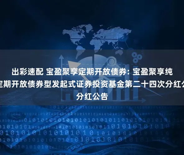 出彩速配 宝盈聚享定期开放债券: 宝盈聚享纯债定期开放债券型发起式证券投资基金第二十四次分红公告