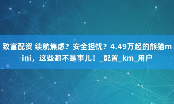 致富配资 续航焦虑？安全担忧？4.49万起的熊猫mini，这些都不是事儿！_配置_km_用户
